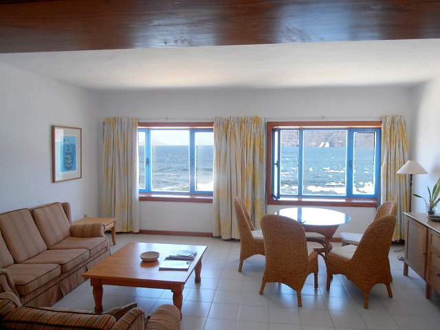 Living room with sea views